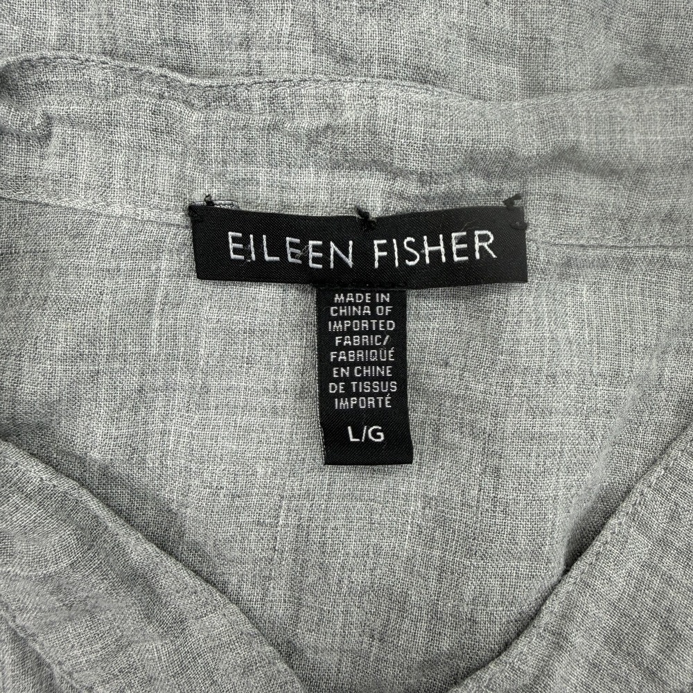 Eileen Fisher Organic Cotton Lyocell Shirt Dress Gray Large Front Tunic - Picture 4 of 11